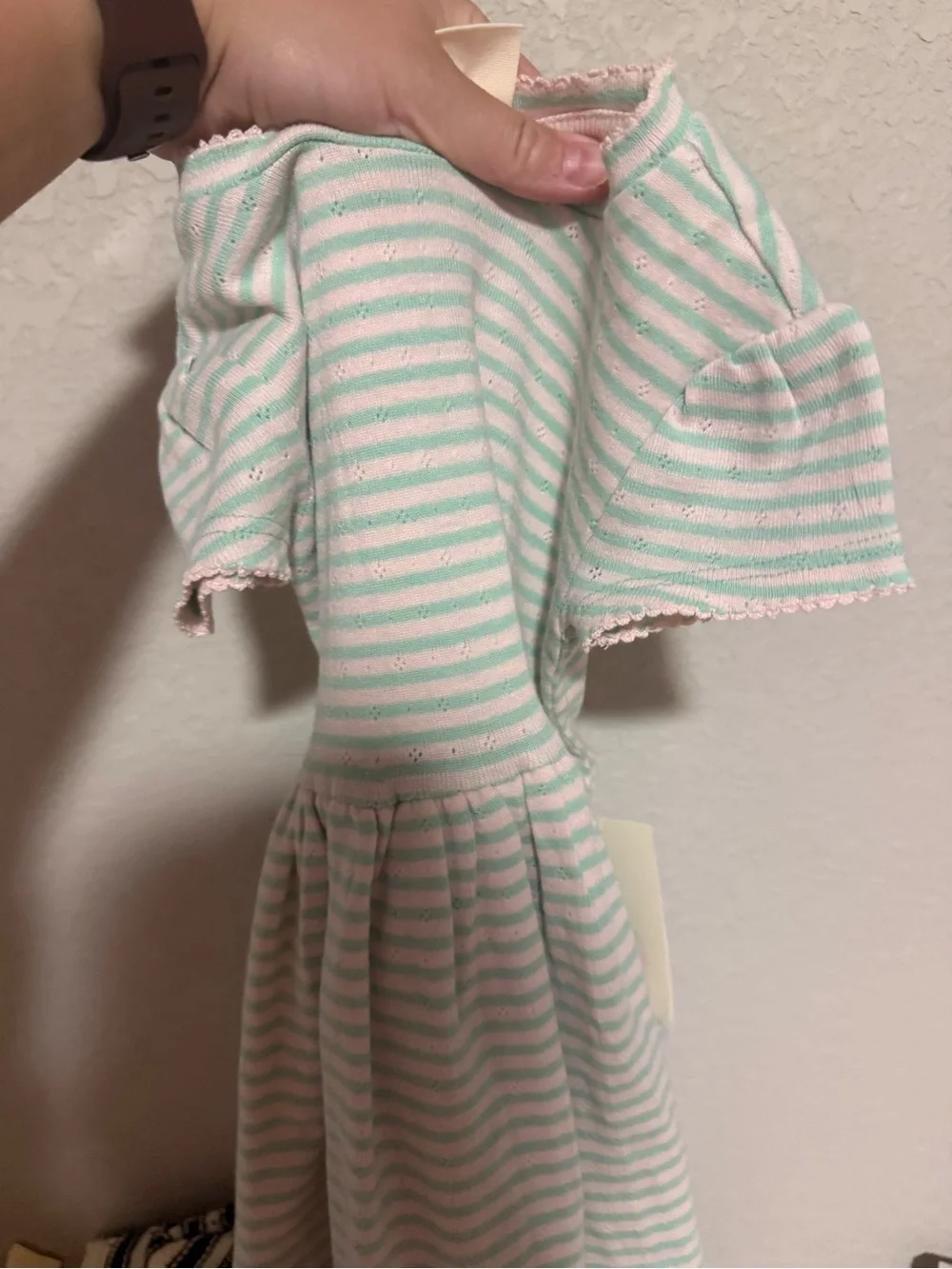 Tucker + Tate Mint Green and White Striped Short Sleeve Dress